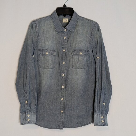 J. CREW Grunge Blue Denim Long Sleeve Button Shirt; Size S - Picture 1 of 4